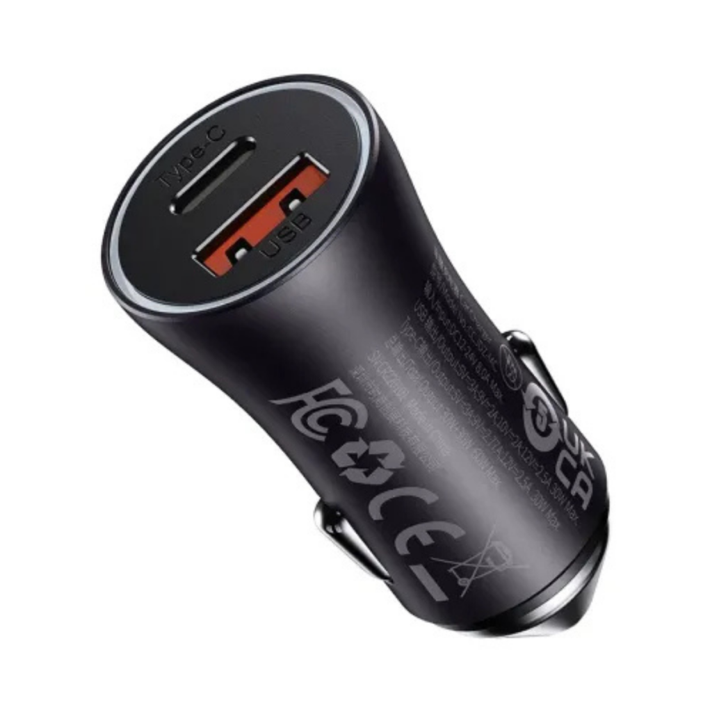 Baseus Car Charger 60W Golden Contactor Max Dual Fast Charger 1usb 1Type-C Output Black CGJM000113