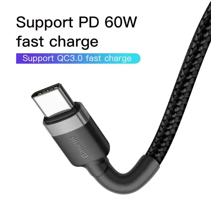 Baseus Cafule Series Type-C to Type-C 60W PD2.0 Fast Charging Cable in Black