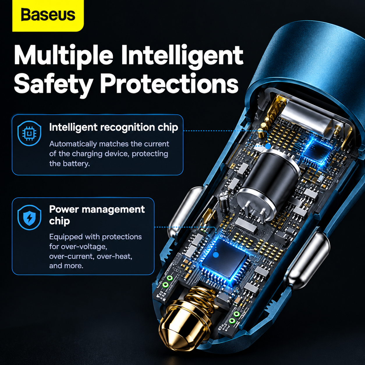 Baseus CGJM000103 Car Charger with Intelligent Safety Protection