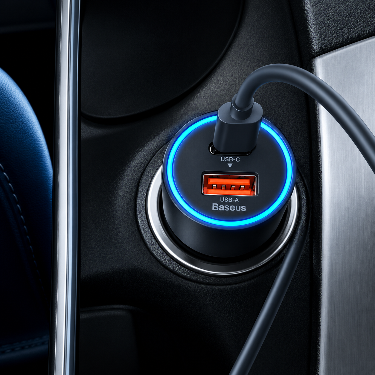 Baseus CGJM000103 Car Charger with USB-C and USB-A Fast Charging