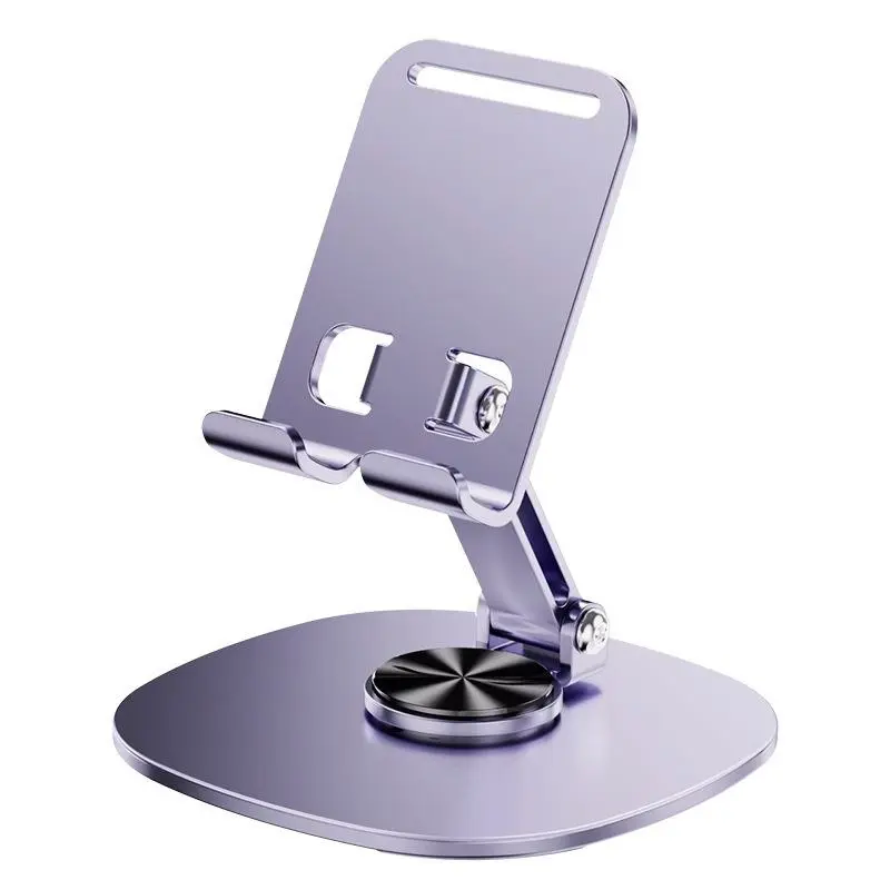 Adjustable metallic desktop mobile phone holder stand with 360 degree rotating base
