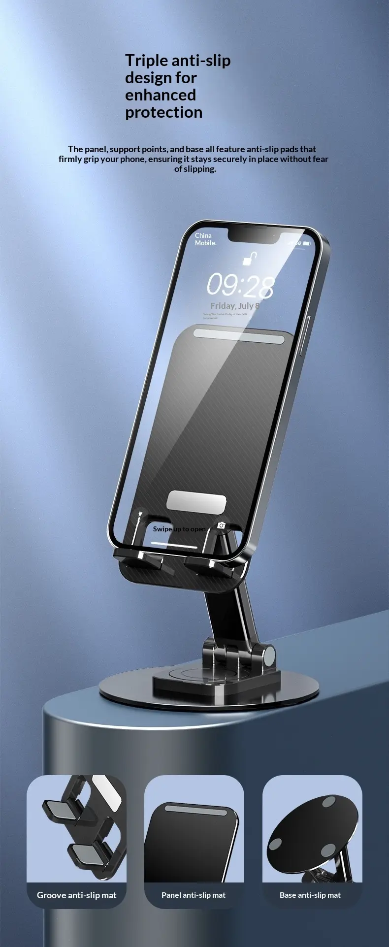 Adjustable Desktop Phone Holder Stand with 360 degree rotation
