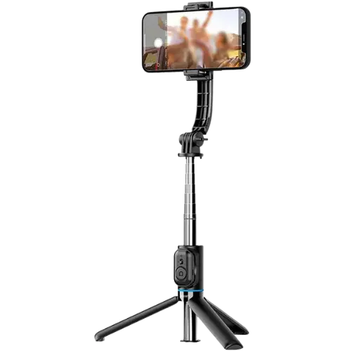 Bluetooth selfie stick tripod stand holding a mobile phone