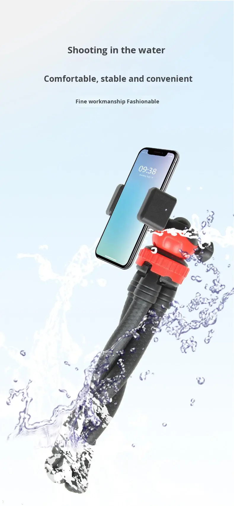 Flexible octopus tripod stand supporting a DSLR camera and a smartphone