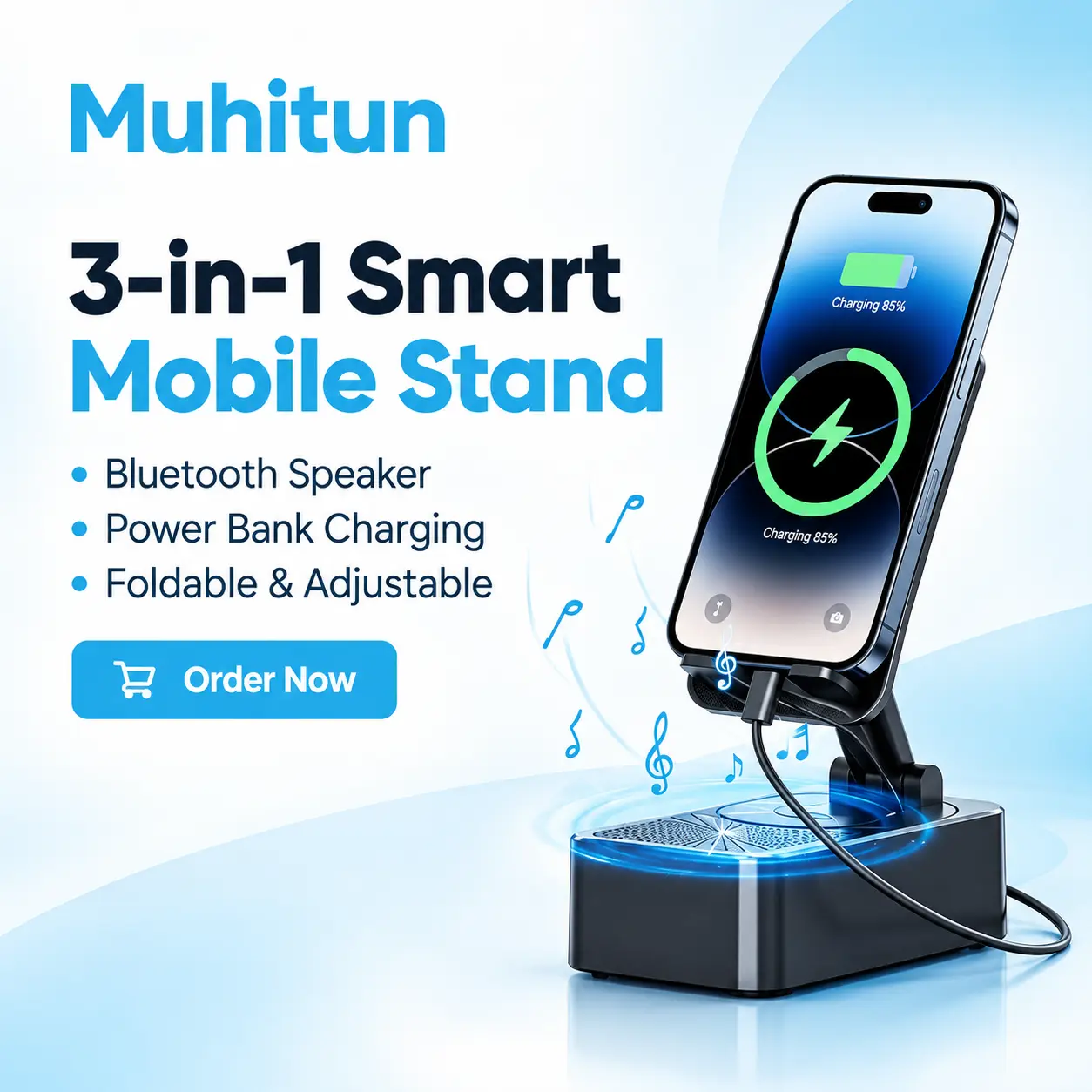 muhitun 3in1 smart mobile stand speaker powerbank