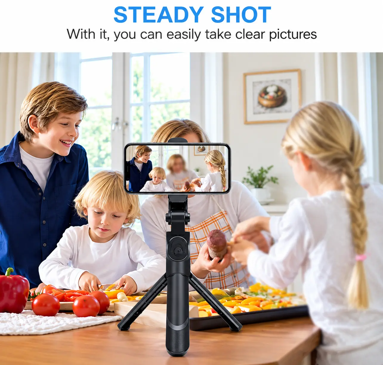 XT-02 Bluetooth Selfie Stick Tripod with 360 Degree Rotation and Wireless Remote